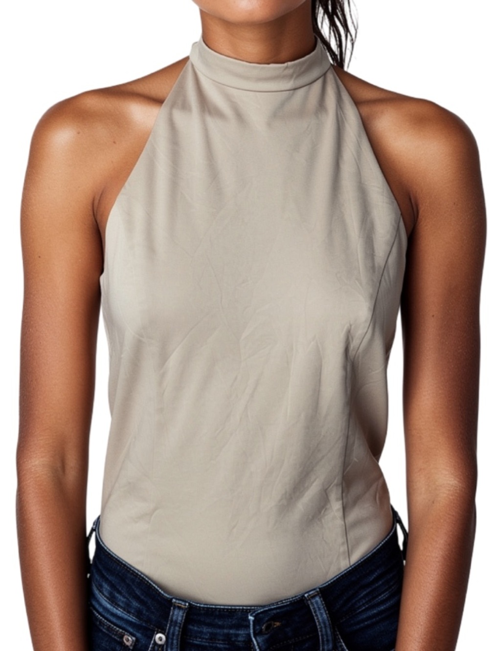 Bardot Cream High-Neck Bodysuit XS